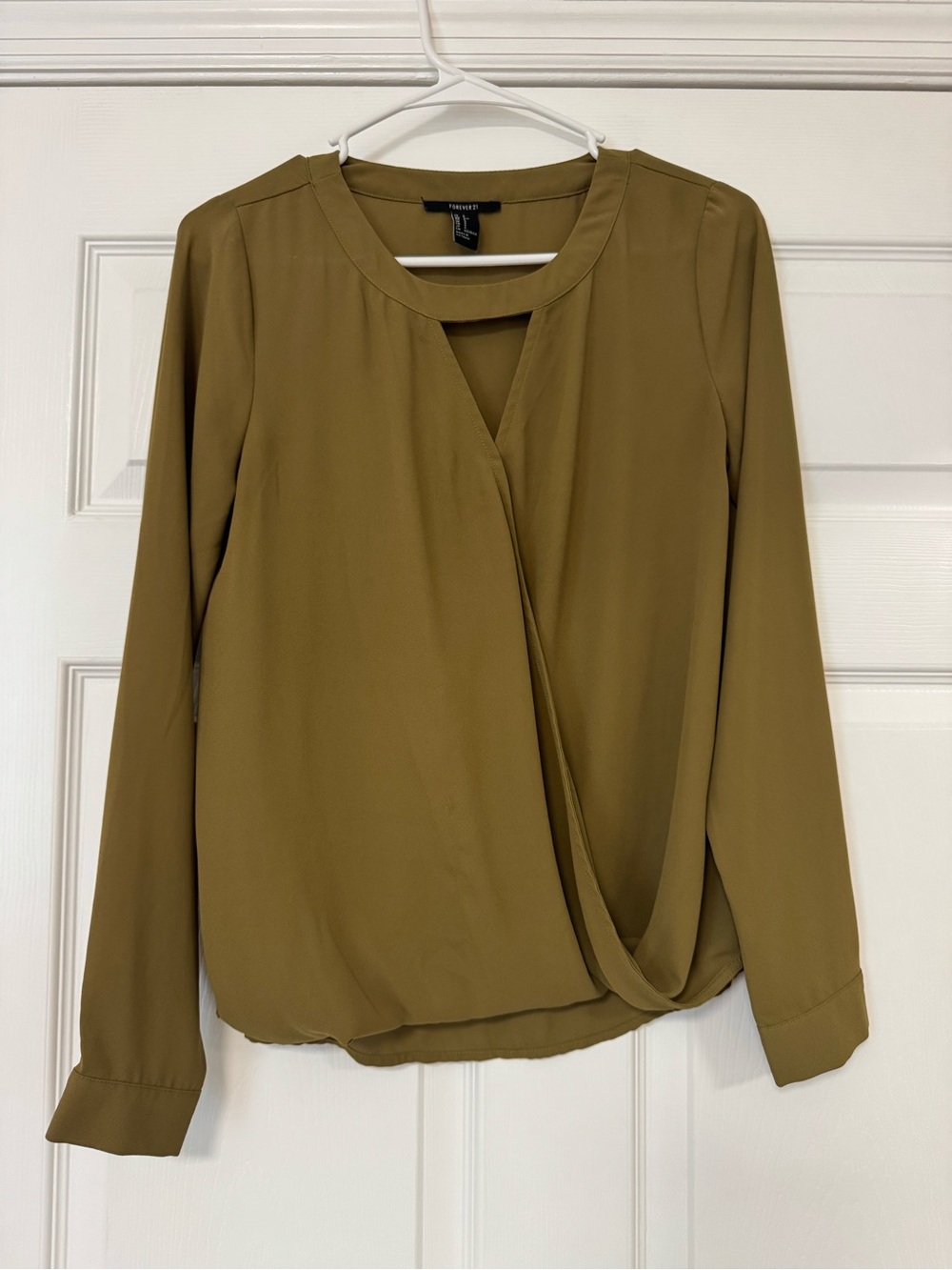 Forever 21 Olive Green Draped Surplice Blouse